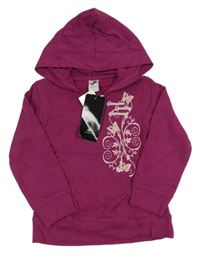 Nové - Purpurová mikina s potiskem a kapucí C&A