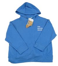 Nové - Modrá mikina s nápisem a kapucí Manguun