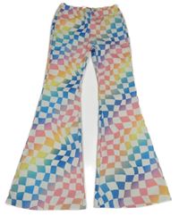 Barevné kostkované flare kalhoty Shein