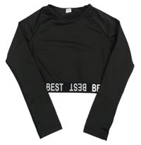 Černé sportovní crop triko s nápisem Shein 