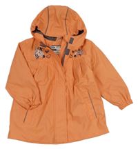 Oranžová nepromokavá jarní bunda s zebrami a kapucí X-mail
