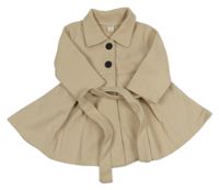 Béžový flaušový kabát s páskem Shein