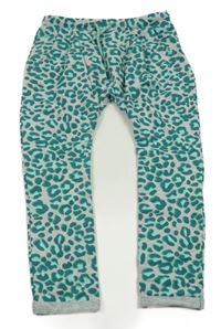 Šedo-tyrkysové vzorované tepláky X-mail 