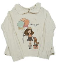 Bílé triko s holčičkou a límečkem C&A