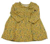 Hořčicové šaty s kytičkami Matalan