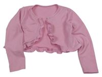 Světlerůžové žebrované bolerko s volánky 