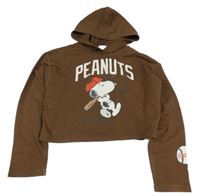Hnědá crop mikina se Snoopym a kapucí H&M