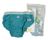 Nové - 3x - Zelenomodré + zalenené + světlemodré slipy M&S