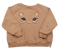 Starorůžová oversize mikina s kočkou a puntíky H&M