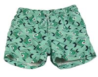 Zelené plážové kraťasy s piraněmi Hema