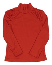 Červené žebrované triko s rolákem 