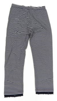 Tmavomodro-bílé pruhované capri legíny s krajkou Charles Vögele