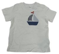 Bílé tričko s plachetnicí 