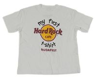 Bílé tričko s nápisem a logem Hard Rock Cafe