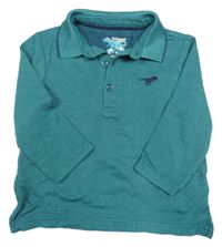 Zeleno-tmavomodré vzorované polo triko s dinosaurem F&F