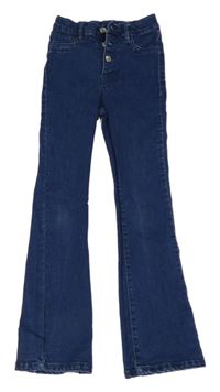 Tmavomodré flare high waist rifle Page one young