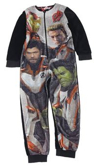 Černo-bílo-šedohnědá plyšová kombinéza s Avengers MARVEL