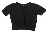 Černé žebrované strapy crop tričko zn. New Look