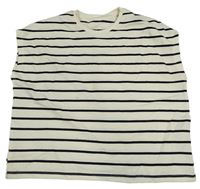 Smetanovo-černé pruhované crop tričko PRIMARK