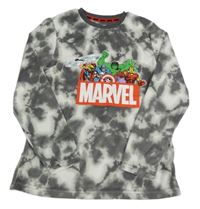 Tmavošedo-světlešedo-bílá batikovaná plyšová pyžamová mikina s Avengers PRIMARK