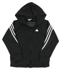 Černo-bílá oversize propínací mikina s kapucí Adidas