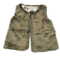 Béžovo-tmavošedá kožešinová podšitá vesta F&F