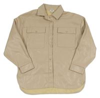 Světlebéžová koženková košilová bunda RIVER ISLAND