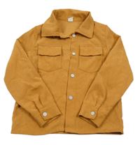 Medová manšestrová košilová bunda SHEIN