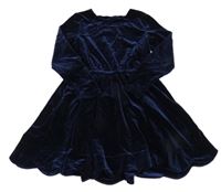 Tmavomodré lesklé sametové šaty 