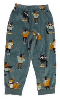 Břidlicové plyšové pyžamové kalhoty se zvířátky Topolino