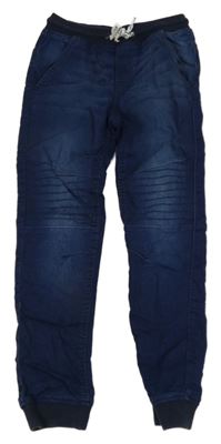 Tmavomodré cuff teplákové rifle s úpletovým pasem dopodopo