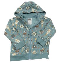 Šedomodrá propínací mikina s roboty a kapucí Lily & Dan