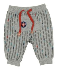 Světlešedé melírované vzorované tepláky s kapsou s nášivkou coolclub