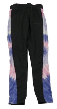 Černé sportovní legíny s logem a modrofialovo-růžovým batikovaným pruhme Sonneti