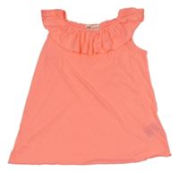 Neonově korálový top s volánkem H&M