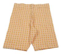 Oranžovo-tmavorůžovo-bílé kostkované květované legínové kraťasy PRIMARK