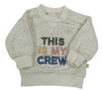 Smetanovo-šedá melírovaná mikina s nápisy PRIMARK