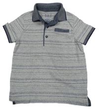 Tmavomodro-bílé melírované polo tričko F&F