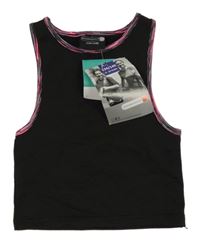 Nové - černo-melírovaný žebrovaný funkční sportovní crop top ERGEENOMIXX
