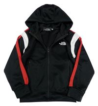 Černo-červeno-bílá thermo propínací mikina s logem a kapucí The North Face