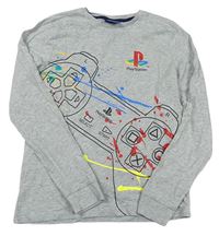 Šedé melírované triko Playstation Next
