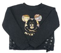 Tmavošedá crop mikina s Mickey mousem Disney