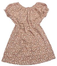 Růžové bavlněné šaty s leopardím vzorem George