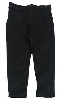 Černé třpytivé elastické skinny kalhoty F&F