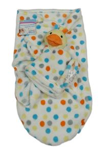 Nové - 2set - Bílá puntíkatá chlupatá rychlozavinovačka + usínáček s kachnou