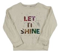 Světlebéžová melírovaná mikina s nápisem z flitrů a hvězdami John Lewis