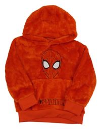 Červená chlupatá mikina se Spidermanem a kapucí Marvel