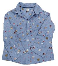 Modrá melírovaná košile se Santy a dárky Dopodopo