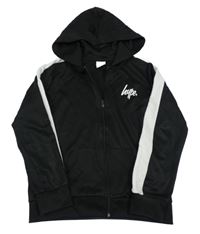 Černá propínací mikina s logem a kapucí Hype