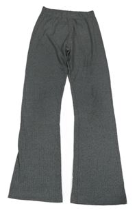 Tmavošedé melírované žebrované lehké tepláky Nutmeg